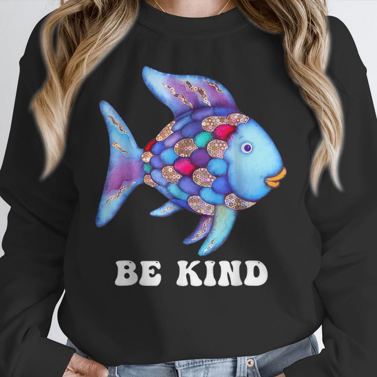 Be Kind Rainbow Fish Teacher Life Teaching Back To School Women Crewneck Sweatshirt, funny design Be Kind Rainbow Fish Teacher Life Teaching Back To School Women Crewneck Sweatshirt, funny design