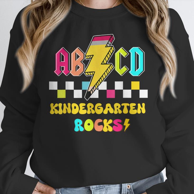 Kindergarten ABCD Rocks Teacher Student Back To School Women Crewneck Sweatshirt, funny design Kindergarten ABCD Rocks Teacher Student Back To School Women Crewneck Sweatshirt, funny design