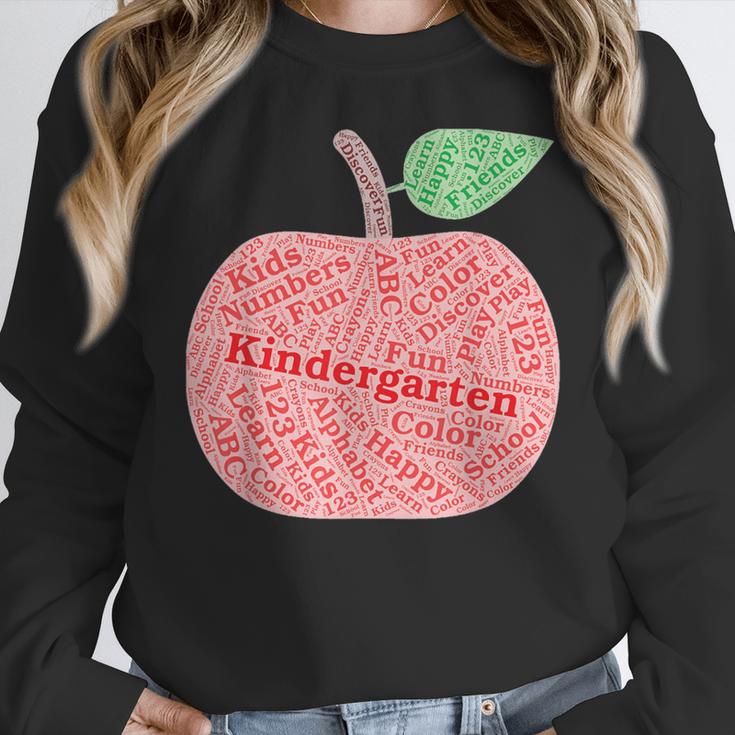 Kindergarten Apple Word Art For Teachers & Students Women Crewneck Sweatshirt, funny design