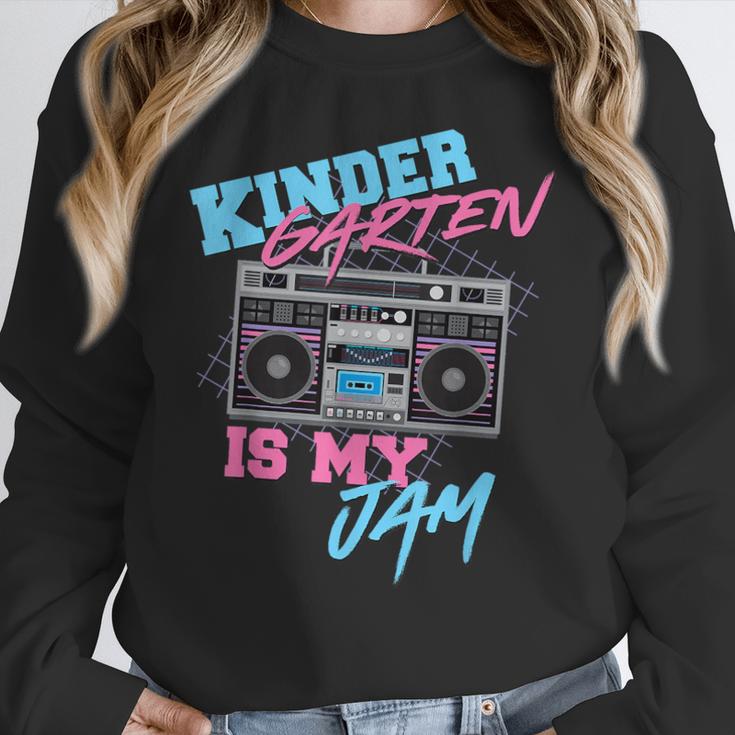 Kindergarten Is My Jam Vintage 80s Boombox Teacher Student Women Crewneck Sweatshirt, funny design Kindergarten Is My Jam Vintage 80s Boombox Teacher Student Women Crewneck Sweatshirt, funny design