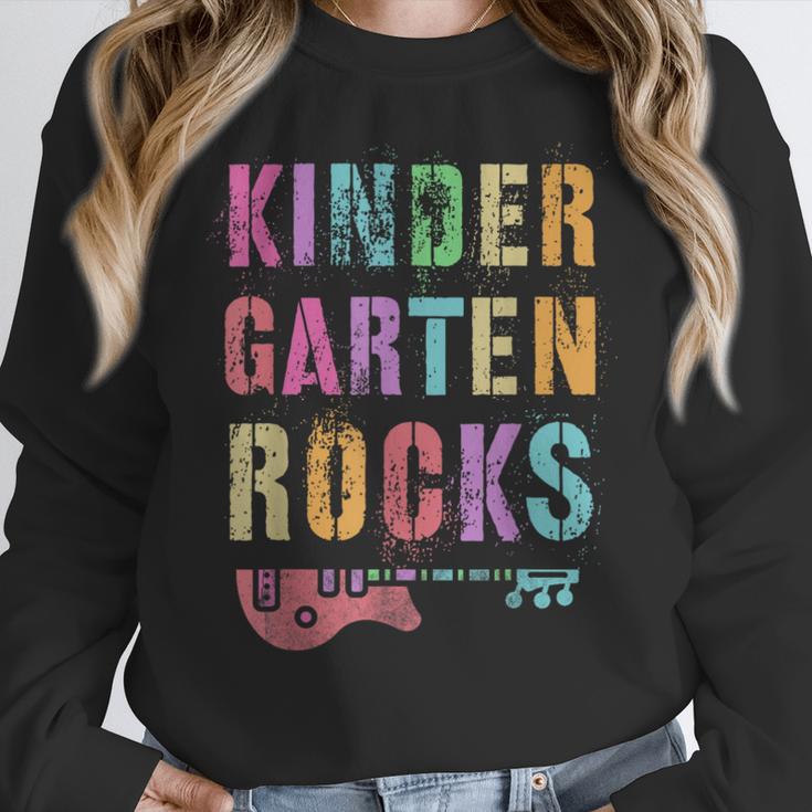 KINDERGARTEN ROCKS Teacher Crew Rock Star Kinder Team Women Crewneck Sweatshirt, funny design KINDERGARTEN ROCKS Teacher Crew Rock Star Kinder Team Women Crewneck Sweatshirt, funny design