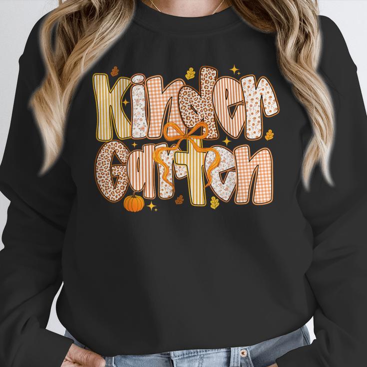 Kindergarten Teacher Fall Pumpkin Autumn Cute Women Crewneck Sweatshirt, funny design Kindergarten Teacher Fall Pumpkin Autumn Cute Women Crewneck Sweatshirt, funny design