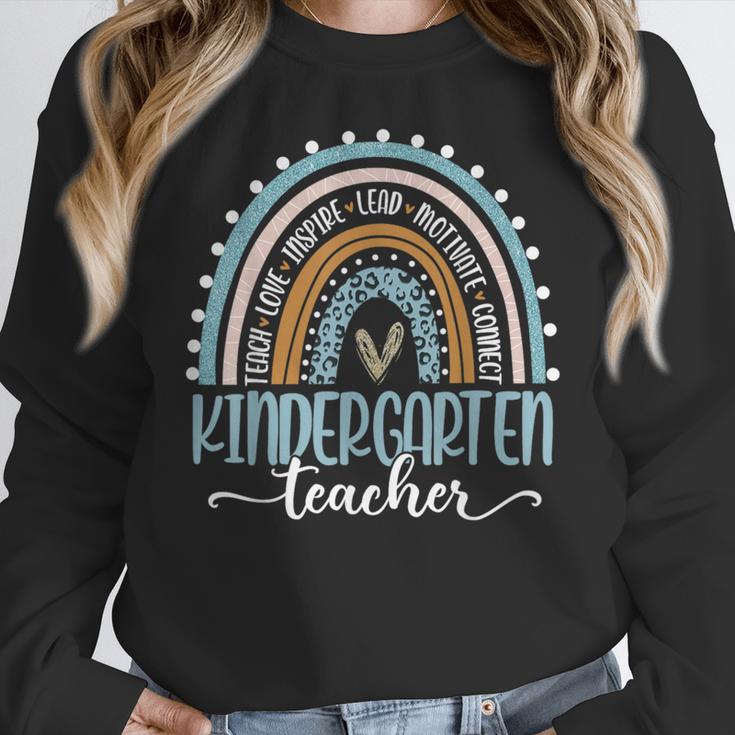 Kindergarten Teacher Leopard Boho Rainbow Back To School Women Crewneck Sweatshirt, funny design Kindergarten Teacher Leopard Boho Rainbow Back To School Women Crewneck Sweatshirt, funny design