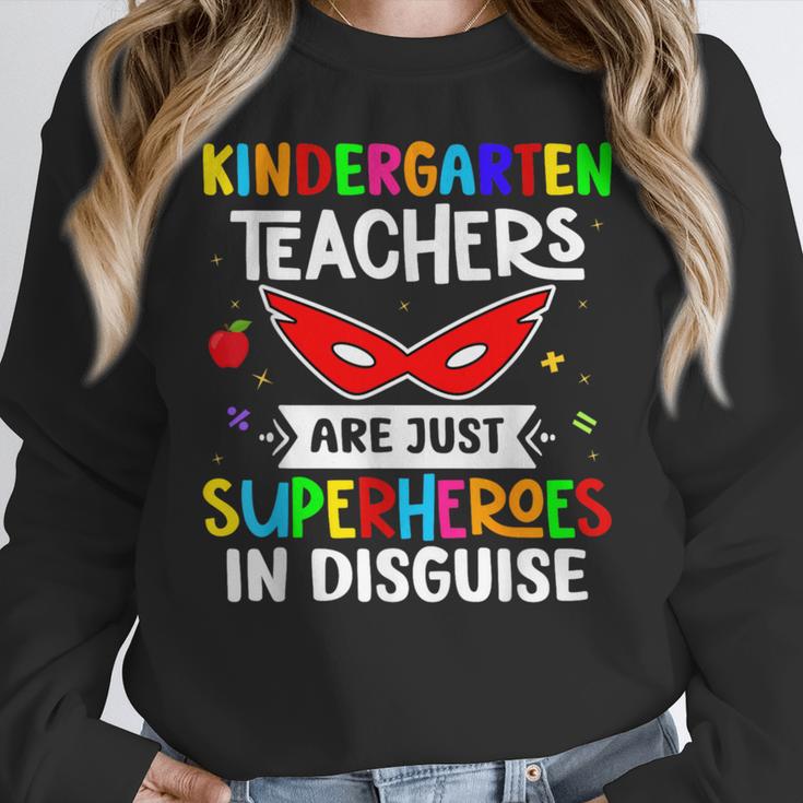 Kindergarten Teachers Are Just Superheroes In Disguise Women Crewneck Sweatshirt, funny design Kindergarten Teachers Are Just Superheroes In Disguise Women Crewneck Sweatshirt, funny design