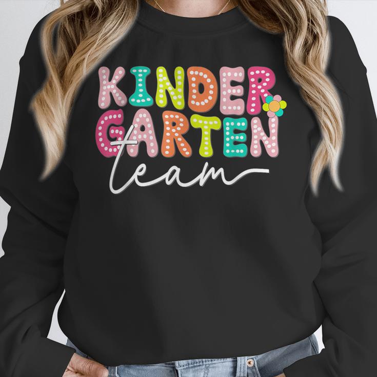 Kindergarten Team Teacher Back To School Kindergarten Squad Women Crewneck Sweatshirt, funny design