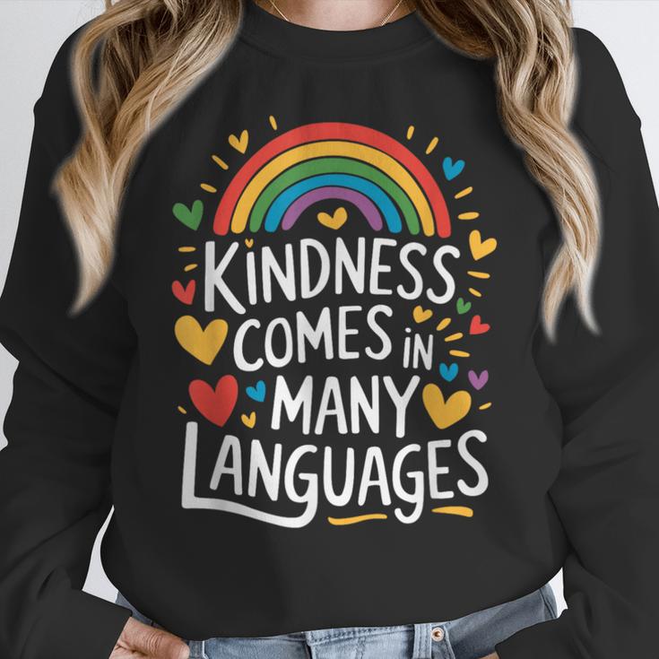 Kindness Comes In Many Languages ESL English Teacher Women Crewneck Sweatshirt, Esl Teacher Gifts, English Teacher Gifts, funny design