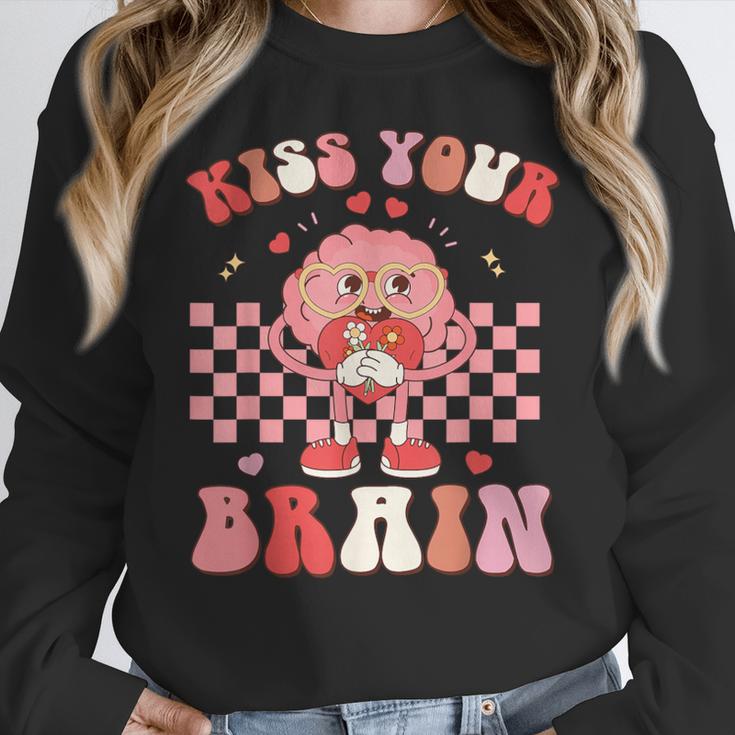 Kiss Your Brain Valentines Test Day Teacher Squad Kids Women Crewneck Sweatshirt, funny design Kiss Your Brain Valentines Test Day Teacher Squad Kids Women Crewneck Sweatshirt, funny design