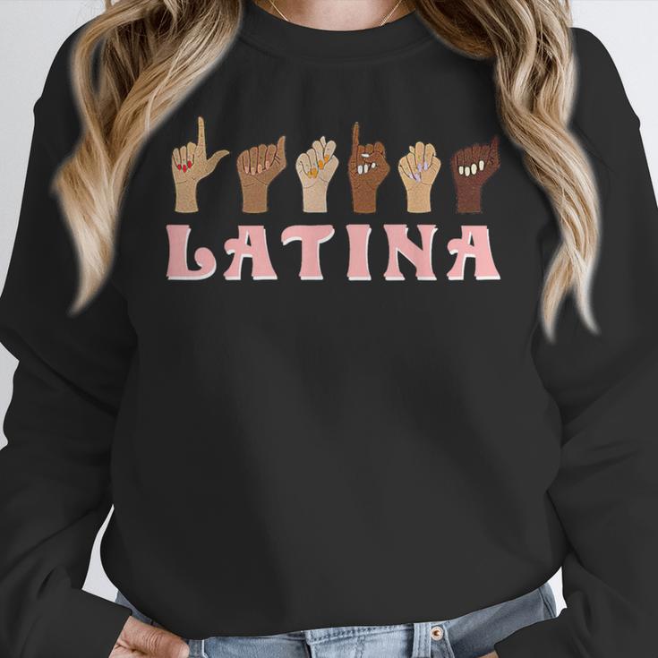Latina ASL American Sign Language Latina Power ASL Teacher Women Crewneck Sweatshirt, funny design