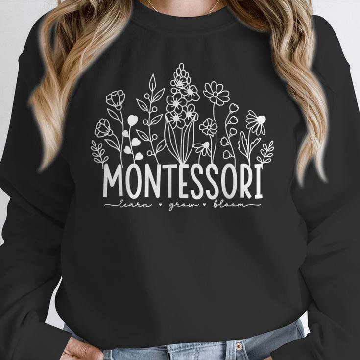 Learn Grow Bloom Wildflowers Appreciation Montessori Teacher Women Crewneck Sweatshirt, funny design Learn Grow Bloom Wildflowers Appreciation Montessori Teacher Women Crewneck Sweatshirt, funny design