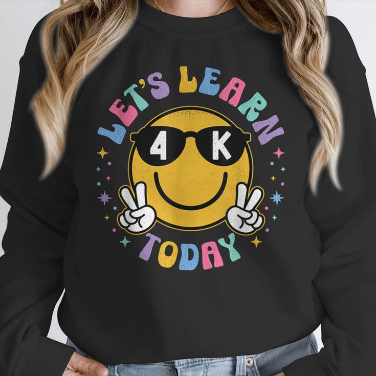 Lets Learn Today Shirt Smile Face 4K Teacher Back To School Women Crewneck Sweatshirt, funny design Lets Learn Today Shirt Smile Face 4K Teacher Back To School Women Crewneck Sweatshirt, funny design