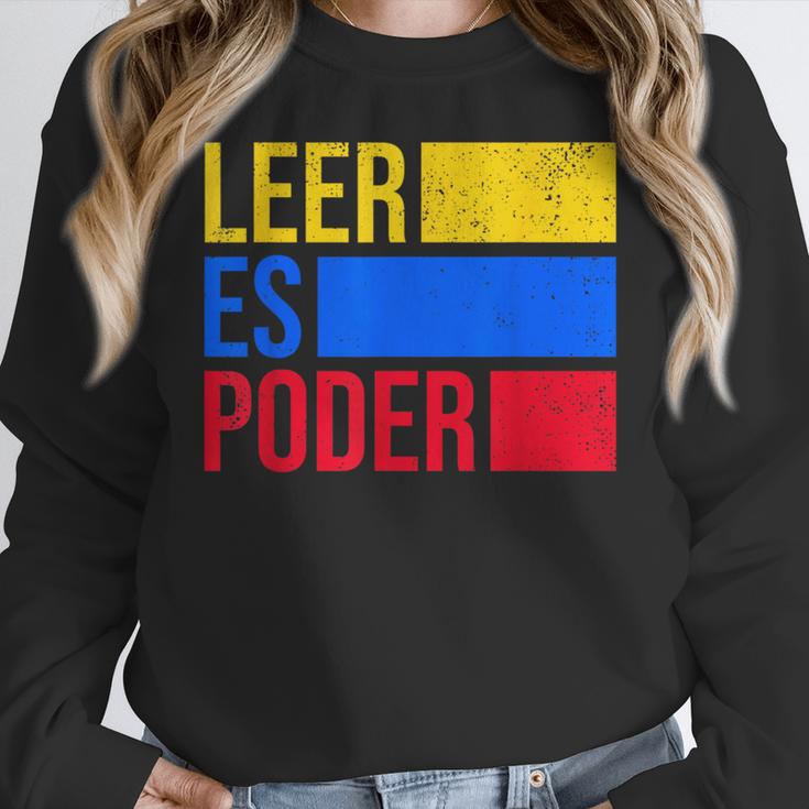 Leer Es Poder Colombian Spanish Teacher Maestra Colombia Women Crewneck Sweatshirt, funny design Leer Es Poder Colombian Spanish Teacher Maestra Colombia Women Crewneck Sweatshirt, funny design