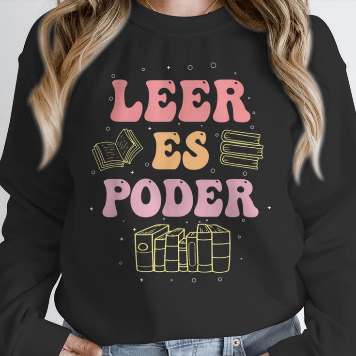 Leer Es Poder Groovy Spanish Teacher Bilingual Maestra Men Women Women Crewneck Sweatshirt, Groovy Teacher Gifts, funny design Leer Es Poder Groovy Spanish Teacher Bilingual Maestra Men Women Women Crewneck Sweatshirt, Groovy Teacher Gifts, funny design
