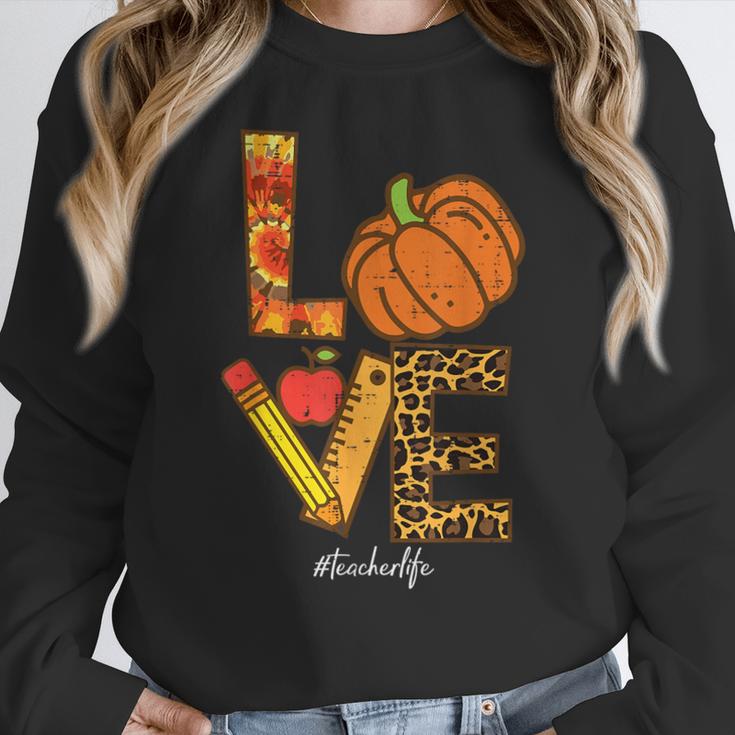 Leopard Pumpkin Love Teacher Life Thanksgiving Fall Women Women Crewneck Sweatshirt, funny design Leopard Pumpkin Love Teacher Life Thanksgiving Fall Women Women Crewneck Sweatshirt, funny design