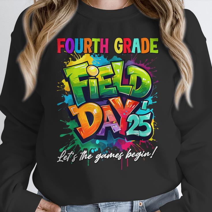 Let The Games Begin Fourth Grade Field Day 2025 Teacher Kid Women Crewneck Sweatshirt, funny design