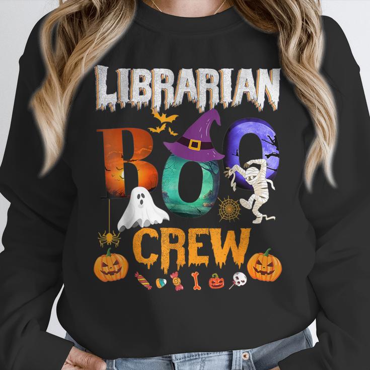 Librarian Boo Crew Teacher Student Halloween Costume Women Crewneck Sweatshirt, funny design