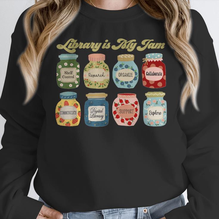 Library Is My Jam Librarian Appreciation Reading Teacher Women Crewneck Sweatshirt, funny design Library Is My Jam Librarian Appreciation Reading Teacher Women Crewneck Sweatshirt, funny design