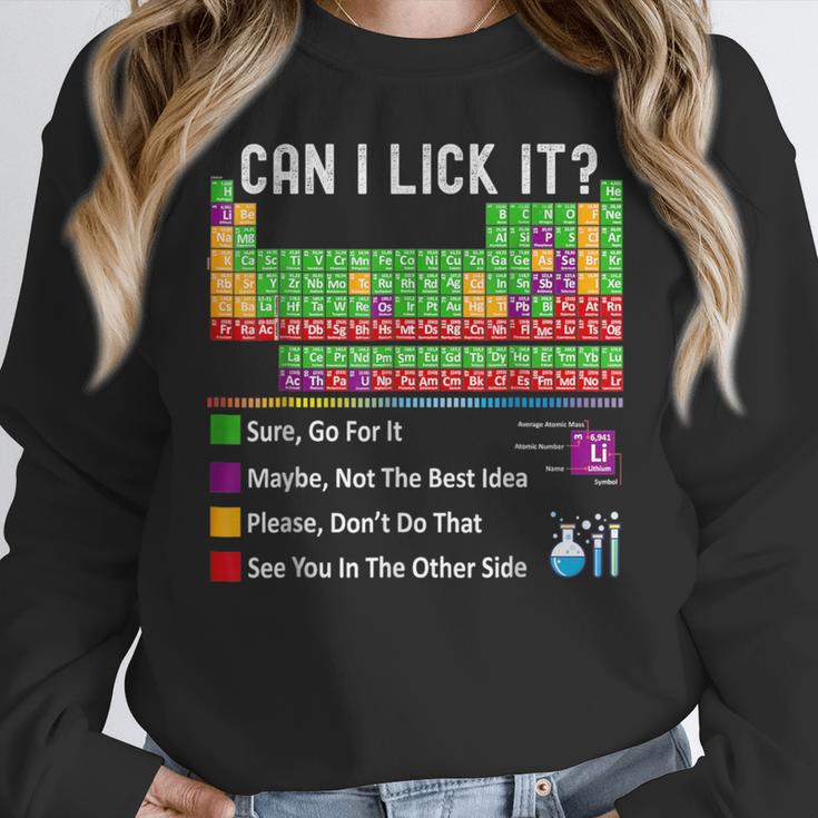 Can I Lick It Periodic Table Chart Science Teacher Cool Meme Women Crewneck Sweatshirt, Science Teacher Gifts, funny design