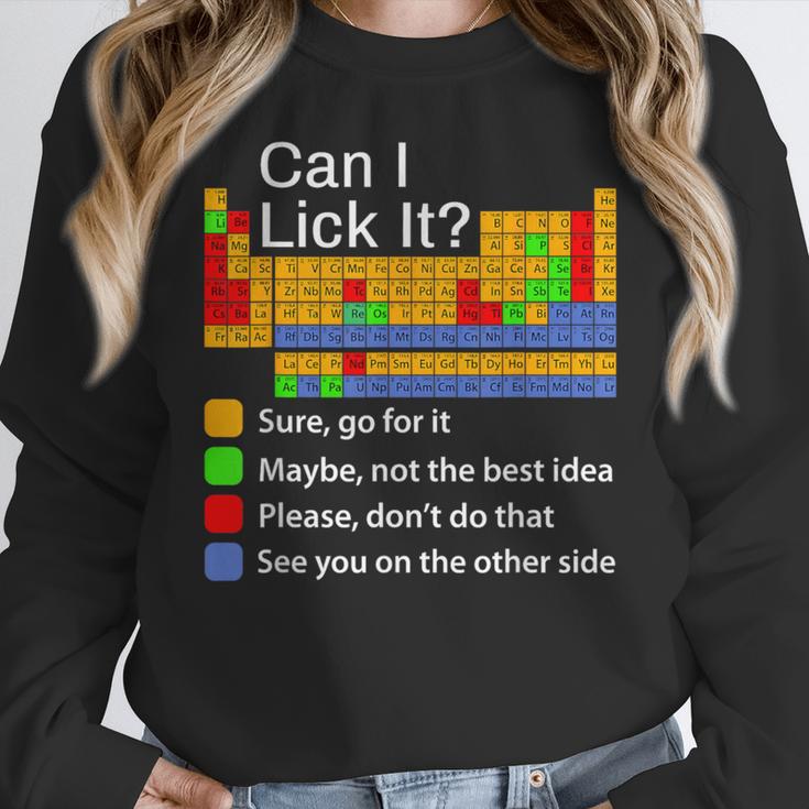 Can I Lick It Periodic Table Chemistry Teachers Women Crewneck Sweatshirt, funny design Can I Lick It Periodic Table Chemistry Teachers Women Crewneck Sweatshirt, funny design