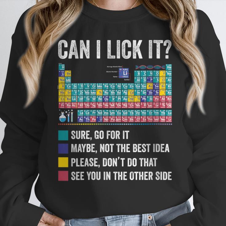Can I Lick It Periodic Table Of Elements Science Teacher Women Crewneck Sweatshirt, Science Teacher Gifts, funny design