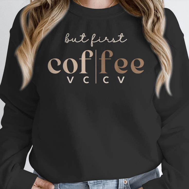 Literacy Science Of Reading Phonics Teacher Linguist Coffee Women Crewneck Sweatshirt, Science Teacher Gifts, funny design
