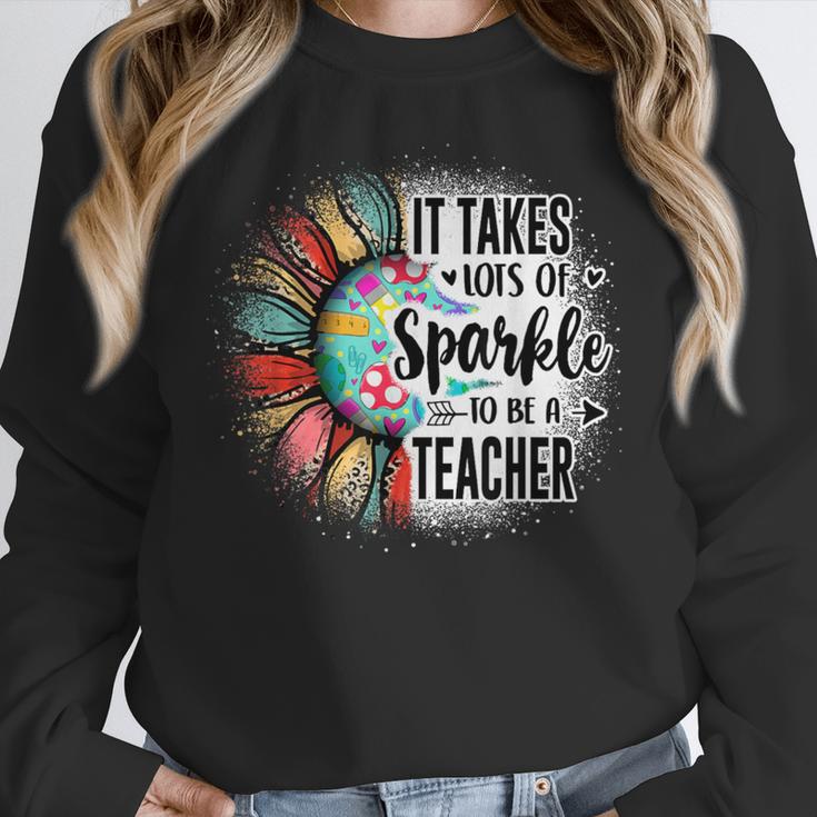 It Take Lots Of Sparkle To Be A Teacher With Sunflower Women Crewneck Sweatshirt, funny design It Take Lots Of Sparkle To Be A Teacher With Sunflower Women Crewneck Sweatshirt, funny design