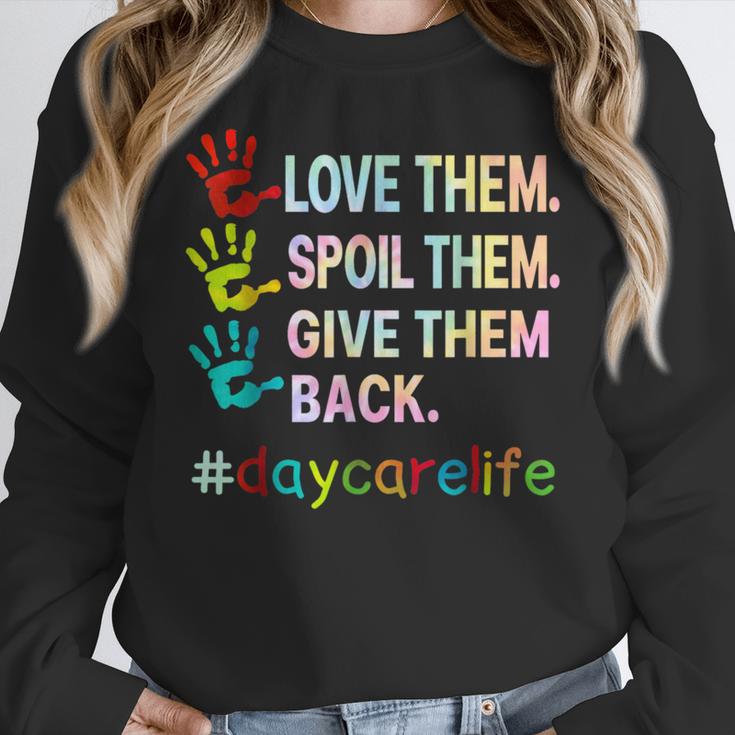 Love Daycare Provider Childcare Teacher Tie Dye Women Crewneck Sweatshirt, funny design Love Daycare Provider Childcare Teacher Tie Dye Women Crewneck Sweatshirt, funny design