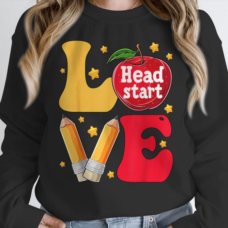 Love Headstart Head Start Teachers First Day Of School Women Crewneck Sweatshirt, funny design Love Headstart Head Start Teachers First Day Of School Women Crewneck Sweatshirt, funny design