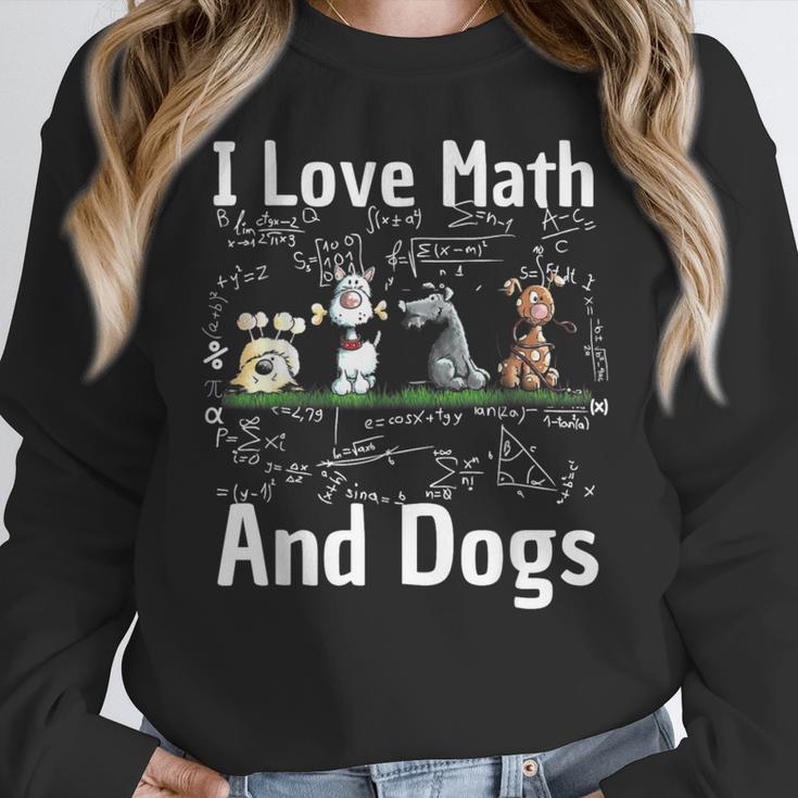 I Love Maths And Dogs Puppy Dog Lover Teacher Student Women Crewneck Sweatshirt, funny design