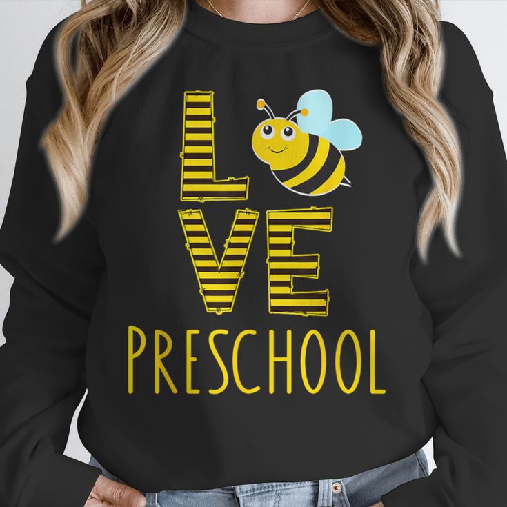 Love Preschool Back To School Yellow Bee Preschool Teacher For Men Women Girls Kids Women Crewneck Sweatshirt, funny design Love Preschool Back To School Yellow Bee Preschool Teacher For Men Women Girls Kids Women Crewneck Sweatshirt, funny design