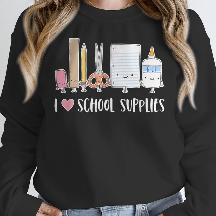 I Love School Supplies Teacher Shirt Women Crewneck Sweatshirt, funny design I Love School Supplies Teacher Shirt Women Crewneck Sweatshirt, funny design