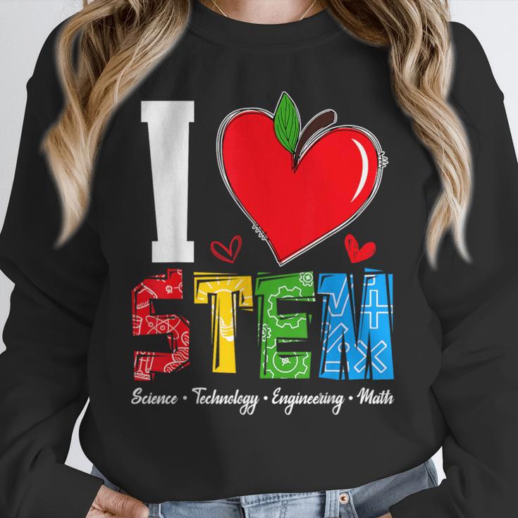 I Love STEM Student Teacher 1st Day Of School Back To School Women Crewneck Sweatshirt, funny design I Love STEM Student Teacher 1st Day Of School Back To School Women Crewneck Sweatshirt, funny design