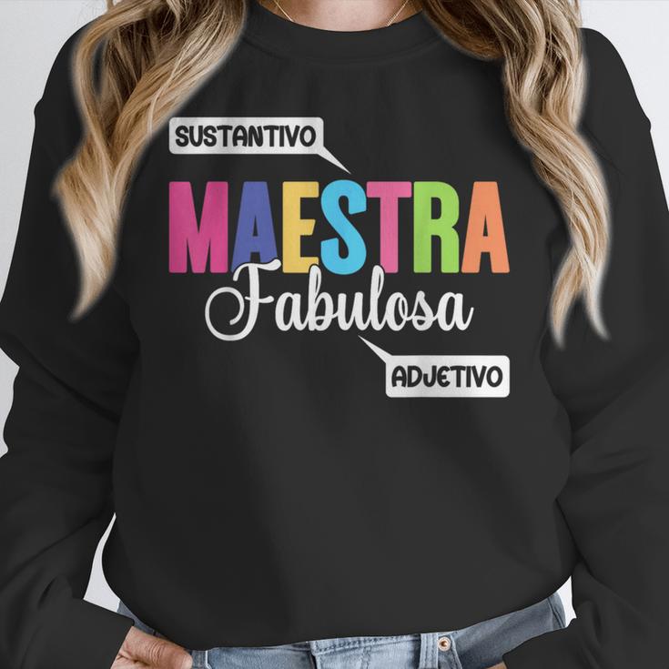 Maestra Fabulosa Bilingual Spanish Espanol Teacher School Women Crewneck Sweatshirt, funny design Maestra Fabulosa Bilingual Spanish Espanol Teacher School Women Crewneck Sweatshirt, funny design