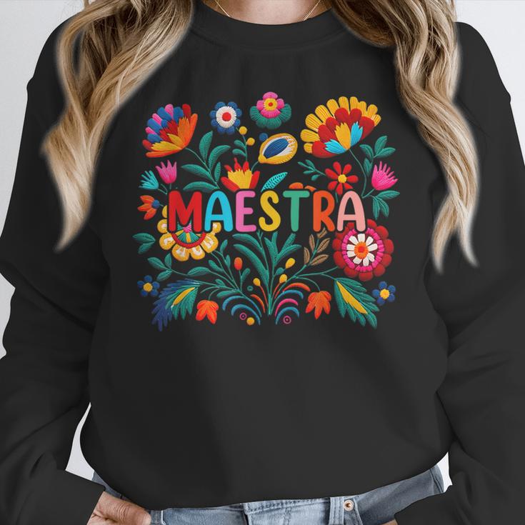 Maestra Flowers Spanish Teacher Cinco De Mayo Women Crewneck Sweatshirt, funny design Maestra Flowers Spanish Teacher Cinco De Mayo Women Crewneck Sweatshirt, funny design