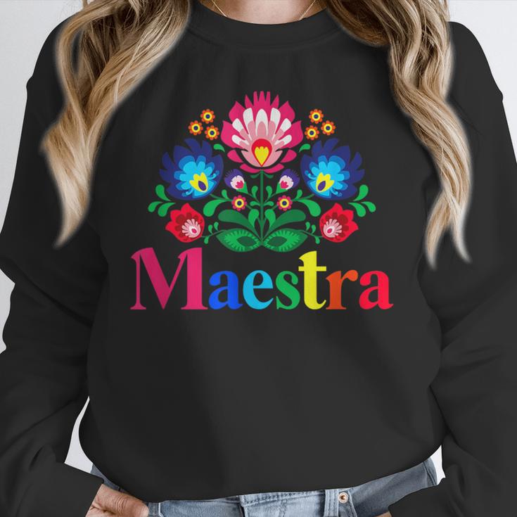 Maestra Proud Spanish Teacher Bilingual Teacher Latina Women Crewneck Sweatshirt, funny design Maestra Proud Spanish Teacher Bilingual Teacher Latina Women Crewneck Sweatshirt, funny design