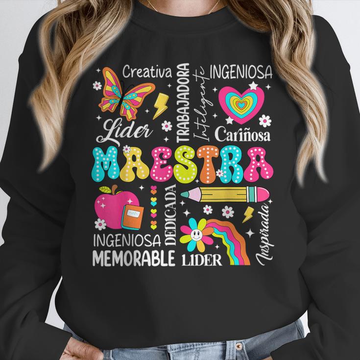 Maestra Spanish Teacher Back To School Maestra De Espanol Women Crewneck Sweatshirt, funny design Maestra Spanish Teacher Back To School Maestra De Espanol Women Crewneck Sweatshirt, funny design