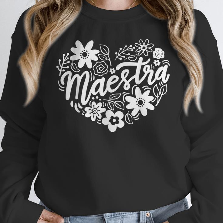 Maestra Spanish Teacher Women Crewneck Sweatshirt, funny design