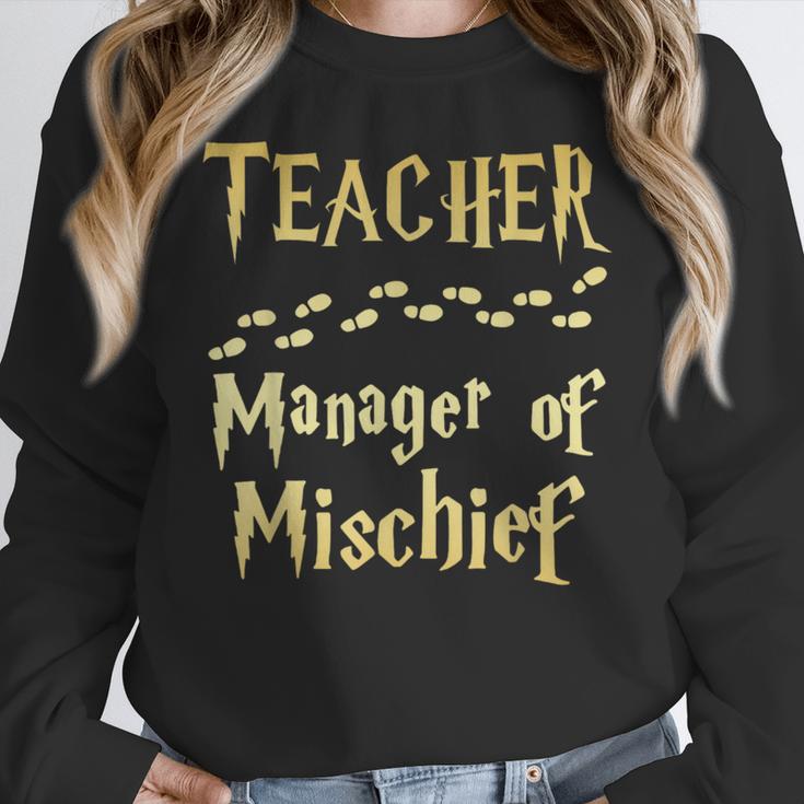 Magical Teacher Manager Of Mischief Birthday Family Party Women Crewneck Sweatshirt, funny design Magical Teacher Manager Of Mischief Birthday Family Party Women Crewneck Sweatshirt, funny design