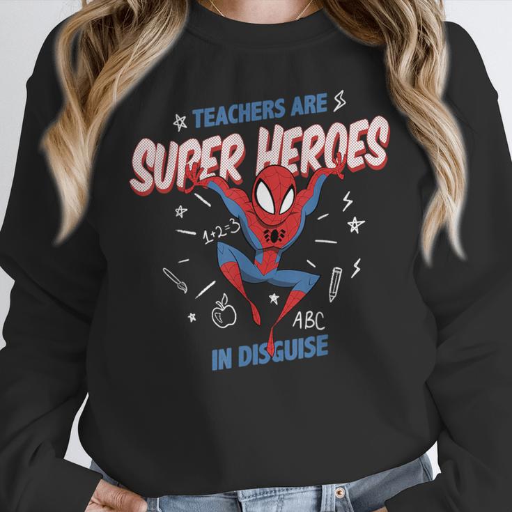 Marvel Spider-Man Teachers Are Super Heroes Women Crewneck Sweatshirt, funny design Marvel Spider-Man Teachers Are Super Heroes Women Crewneck Sweatshirt, funny design