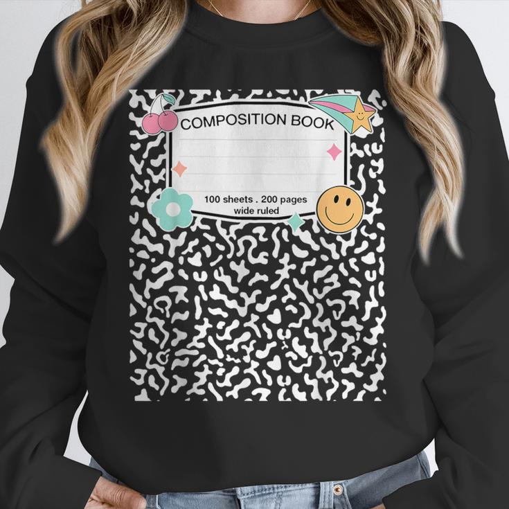 Matching Group Halloween Teacher Composition Book Notebook Women Crewneck Sweatshirt, funny design Matching Group Halloween Teacher Composition Book Notebook Women Crewneck Sweatshirt, funny design