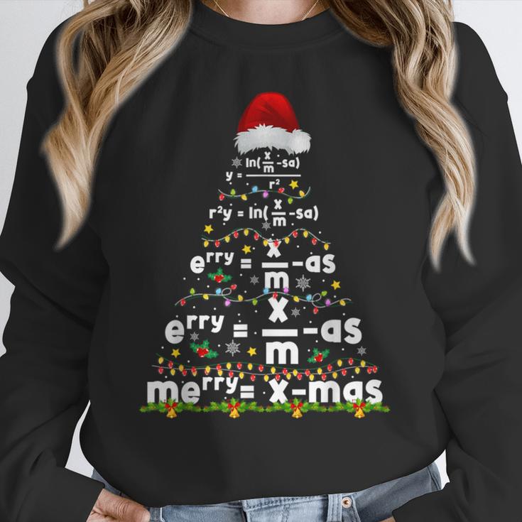 Math Equation Merry Xmas Season Teacher Christmas Tree Women Crewneck Sweatshirt, funny design