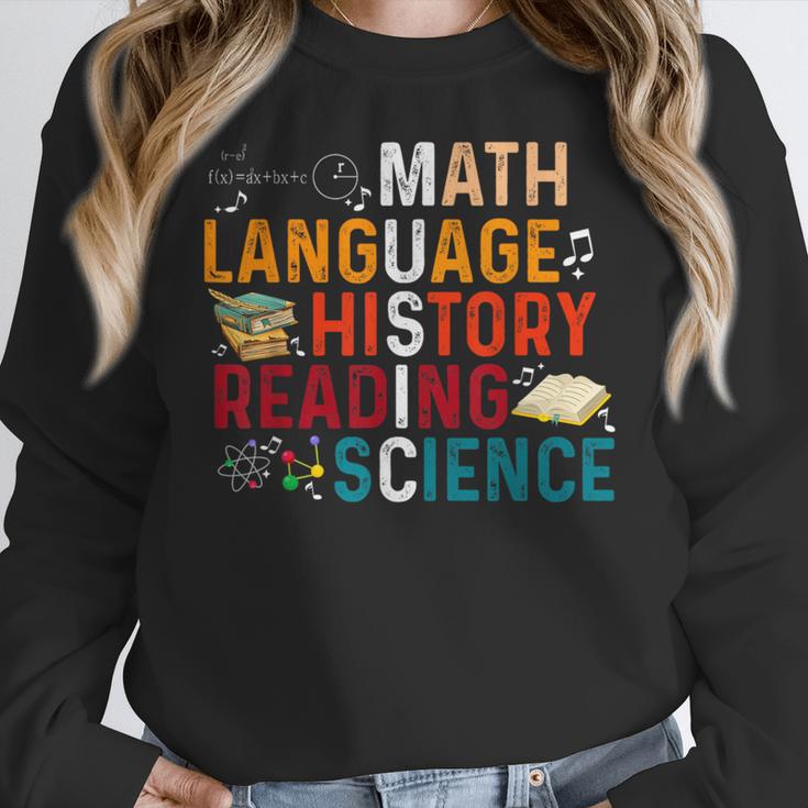 Math Language History Reading Science Music Teacher Women Crewneck Sweatshirt, History Teacher Gifts, Science Teacher Gifts, funny design Math Language History Reading Science Music Teacher Women Crewneck Sweatshirt, History Teacher Gifts, Science Teacher Gifts, funny design