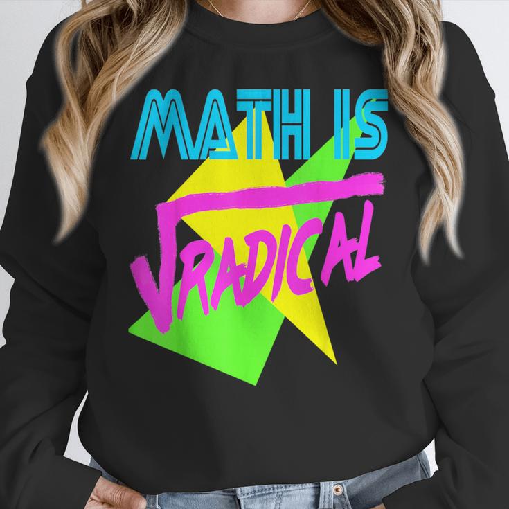 Math Is Radical Retro 80s Vintage Algebra Teacher Women Crewneck Sweatshirt, funny design