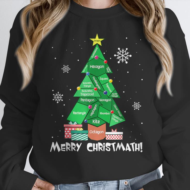 Math Teacher Polygon Christmas Tree Geometry Merry Christmas Women Crewneck Sweatshirt, funny design