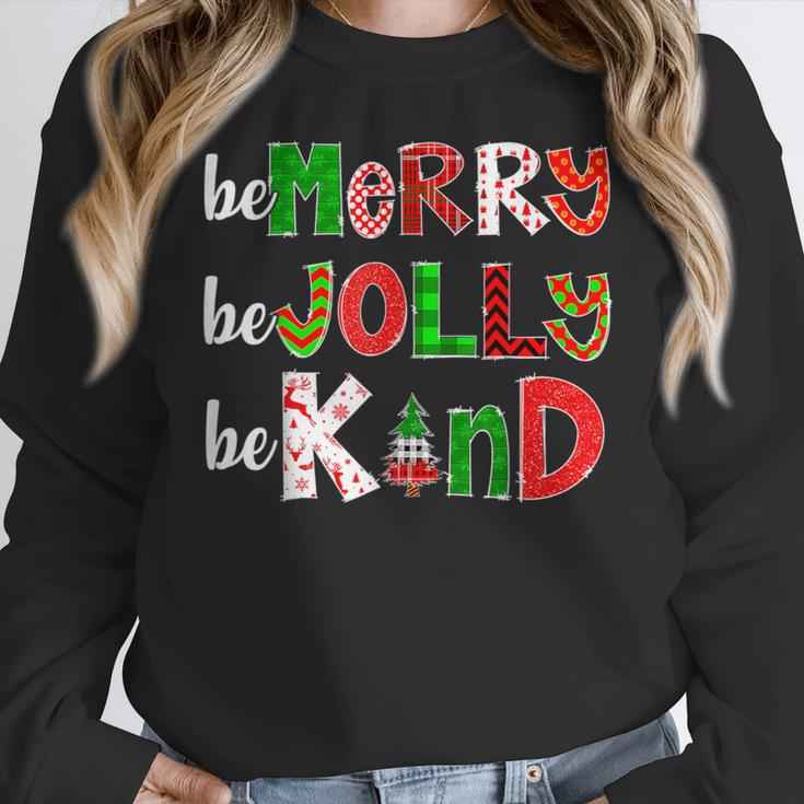 Be Merry Be Jolly Be Kind Merry Christmas Teacher Xmas Pjs Women Crewneck Sweatshirt, funny design Be Merry Be Jolly Be Kind Merry Christmas Teacher Xmas Pjs Women Crewneck Sweatshirt, funny design