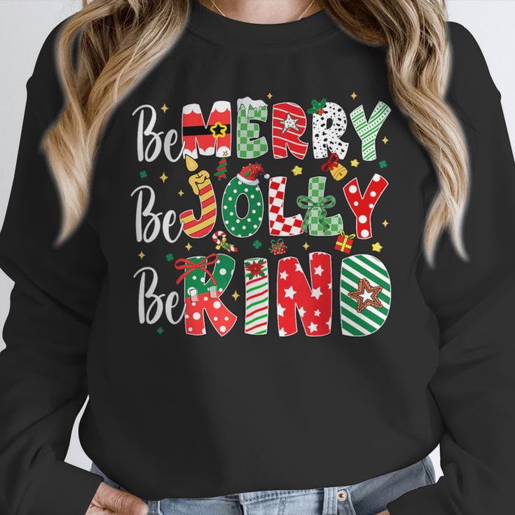 Be Merry Be Jolly Be Kind Merry Christmas Teacher Xmas PJs Women Crewneck Sweatshirt, funny design