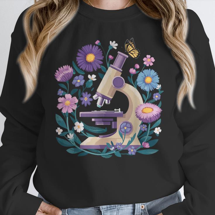 Microscope Flower Butterfly Biology Science Teacher Student Women Crewneck Sweatshirt, Science Teacher Gifts, funny design Microscope Flower Butterfly Biology Science Teacher Student Women Crewneck Sweatshirt, Science Teacher Gifts, funny design