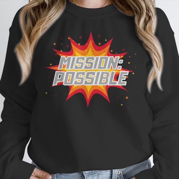 Mission Possible Motivational Inspirational School Teacher Women Crewneck Sweatshirt, funny design Mission Possible Motivational Inspirational School Teacher Women Crewneck Sweatshirt, funny design