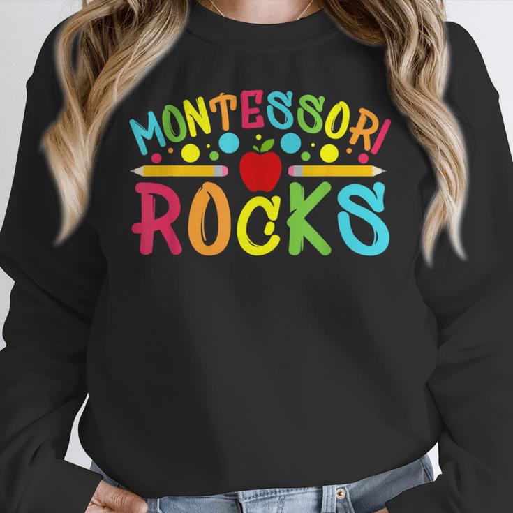 Montessori Rocks Montessori Teacher Back To School Women Crewneck Sweatshirt, funny design Montessori Rocks Montessori Teacher Back To School Women Crewneck Sweatshirt, funny design