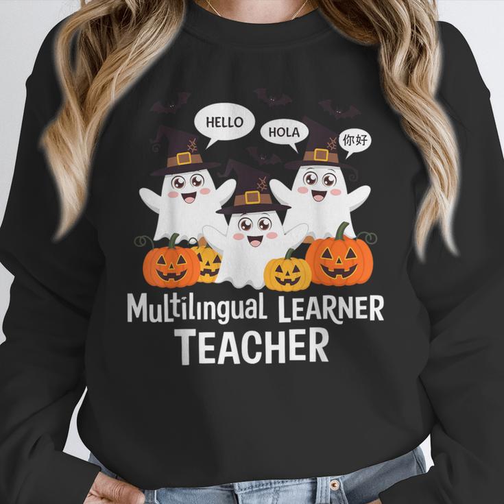 Multilingual Learner Teacher Spooky Halloween ESL Teacher Women Crewneck Sweatshirt, Esl Teacher Gifts, funny design