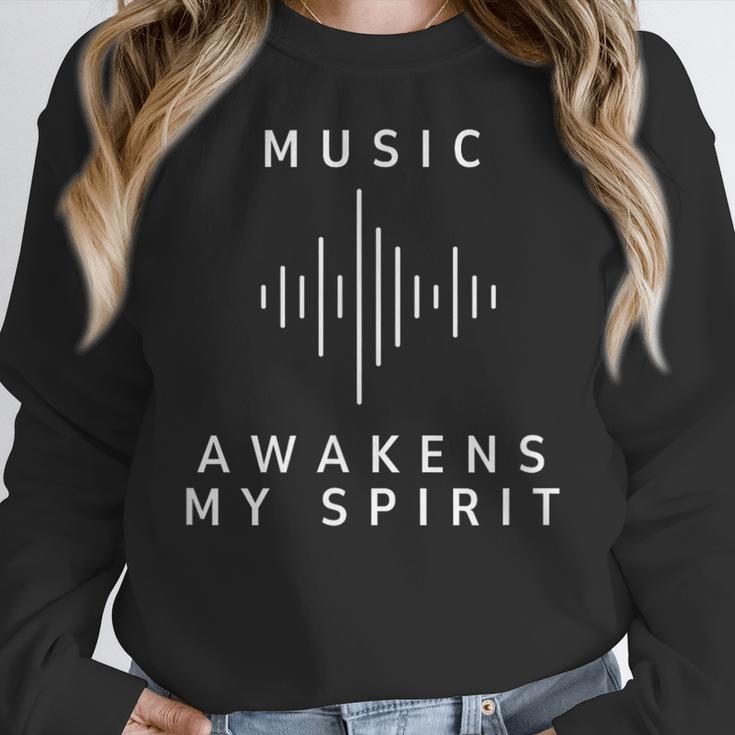 Music Awakens My Spirit Inspiring Musician Teacher Quote Women Crewneck Sweatshirt, funny design Music Awakens My Spirit Inspiring Musician Teacher Quote Women Crewneck Sweatshirt, funny design
